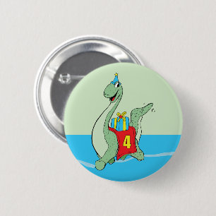 Boy, 4th Birthday Dinosaur 2 Inch Round Button
