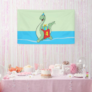 Boy, 4th Birthday Dinosaur Banner
