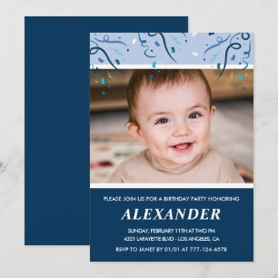 Boy 4th birthday invitations Photo Navy Blue