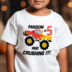 Boy 5th Birthday Monster Truck Personalized Baby T-Shirt