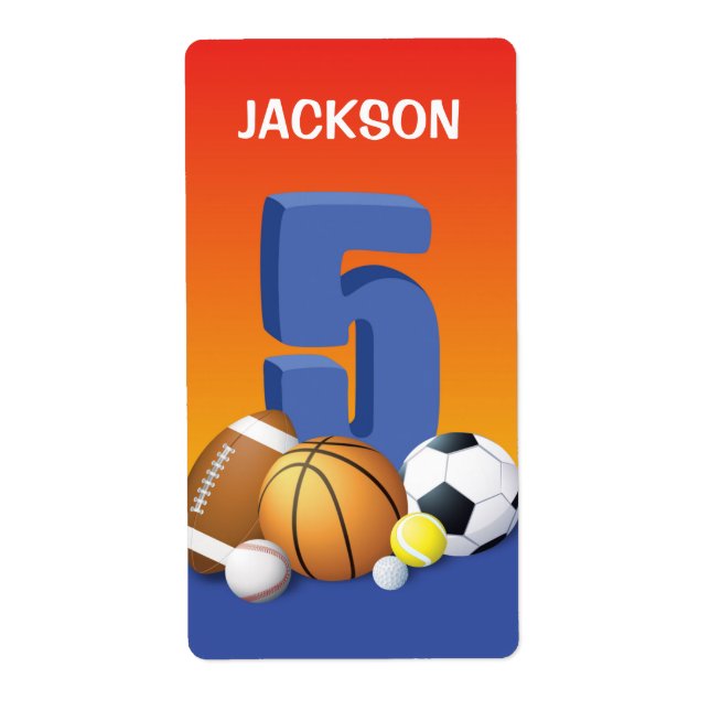 Boy 5th Birthday Sports Balls (Front)