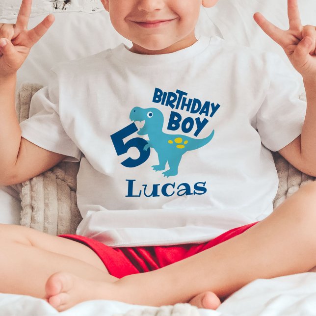 Boy 5th Birthday T-Rex Personalized T-Shirt (Creator Uploaded)