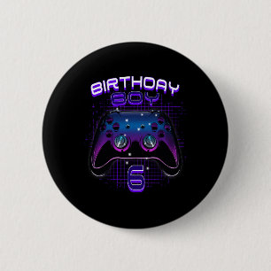 Boy 6 Video Game Controller Gamer 6th Birthday Gif 2 Inch Round Button