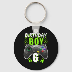 Boy 6 Video Game Controller Gamer 6th Birthday Gif Keychain