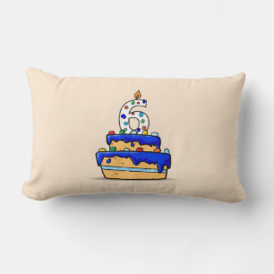 Boy 6th Birthday, 6 on Sweet Blue Cake Lumbar Pillow