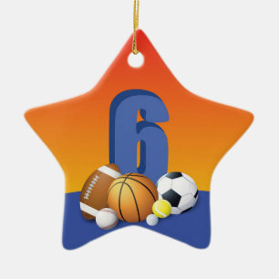 Boy 6th Birthday Sports Balls Ceramic Ornament