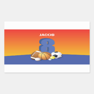 Boy 8th Birthday Sports Balls Sticker