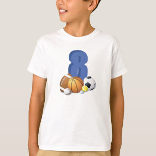 Boy 8th Birthday Sports Balls T-Shirt