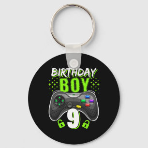 Boy 9 Video Game Controller Gamer 9th Birthday Gif Keychain