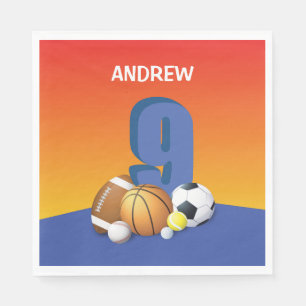 Boy 9th Birthday Sports Balls Napkin