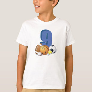 Boy 9th Birthday Sports Balls T-Shirt