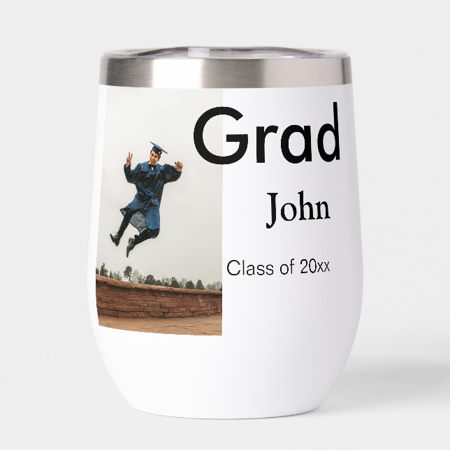 boy add name date year text QR graduation congrats (Back)