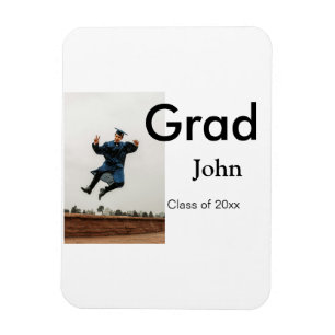 boy add name date year text QR graduation congrats Magnet