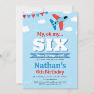 Boy Airplane Birthday Invitation
