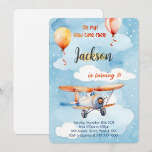 Boy Airplane Birthday Party Invitation