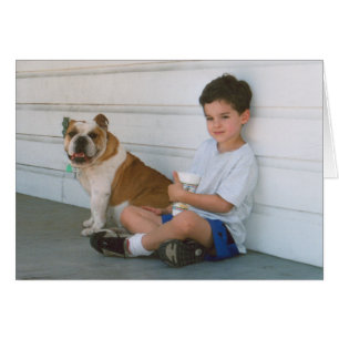 Boy and A Bulldog Dog