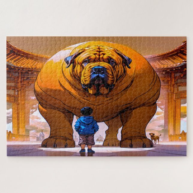 boy and big dog jigsaw puzzle (Horizontal)