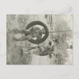 boy and cow black and white vintage postcard