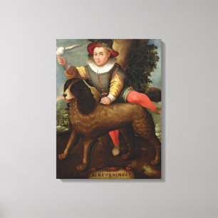 Boy and Dog, `Bibius Vincit' Canvas Print