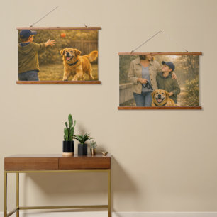 Boy and Dog Day Horizontal Tapestry Wall Art Set