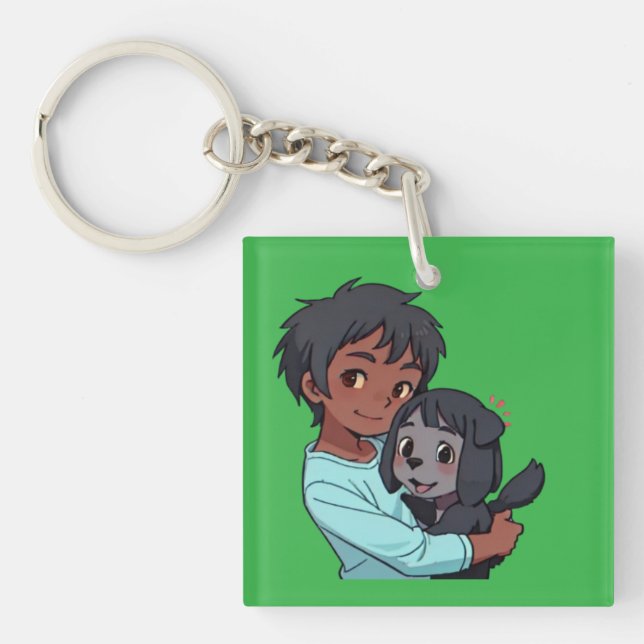 Boy and dog keychain (Front)