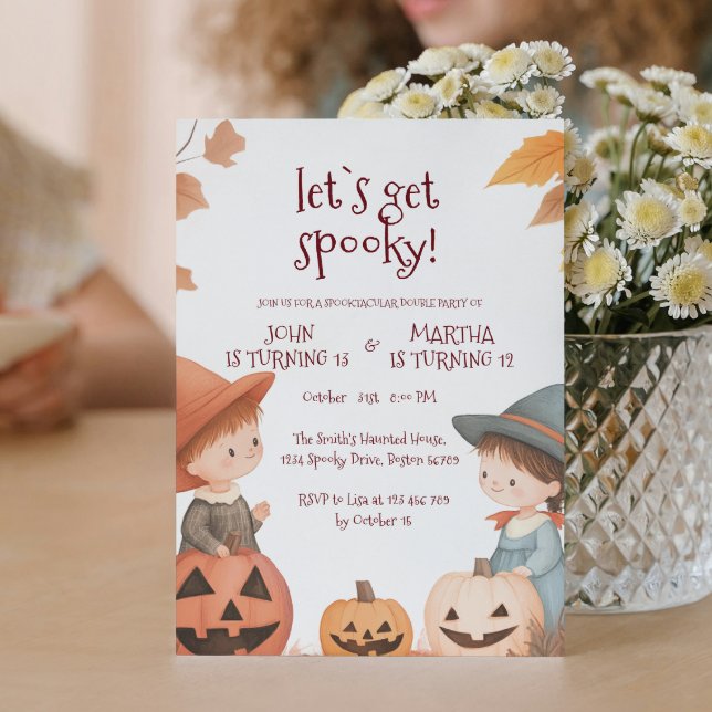 Boy and Girl Halloween Birthday Party Invitation (Creator Uploaded)