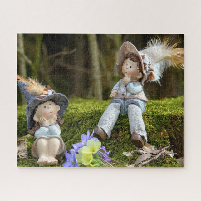 Boy and Girl on Moss Jigsaw Puzzle (Horizontal)