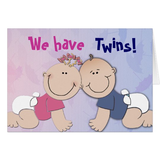 Boy and Girl Twin Theme Design Card