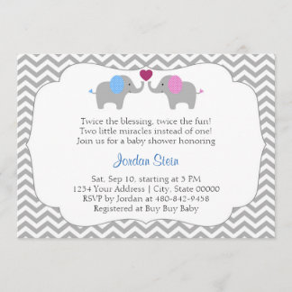 Boy and Girl Twins Baby Shower Invitation