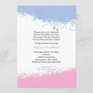 Boy and Girl Twins Baby Shower Invites