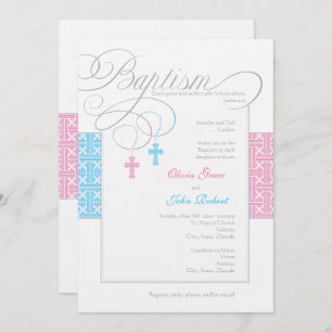 Boy and Girl Twins Baptism Invitation
