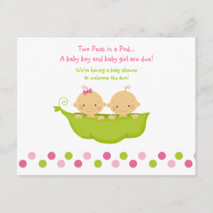 Boy and Girl Twins Peas in a Pod Invitation
