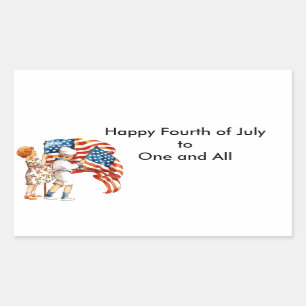 Boy and Girl Waving Flags Sticker
