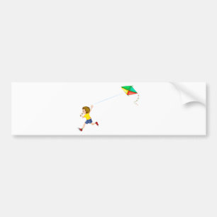 Boy and kite bumper sticker