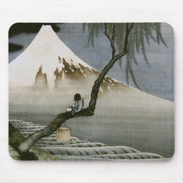 Boy and Mount Fuji Hokusai Japanese Fine Art Mouse Pad (Front)