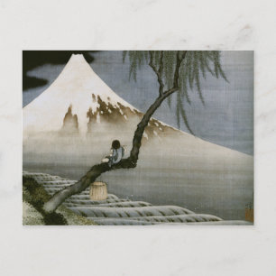 Boy and Mount Fuji Hokusai Japanese Fine Art Postcard
