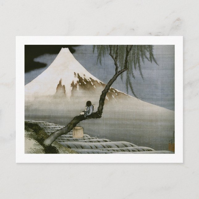 Boy and Mount Fuji Hokusai Japanese Fine Art Postcard (Front)