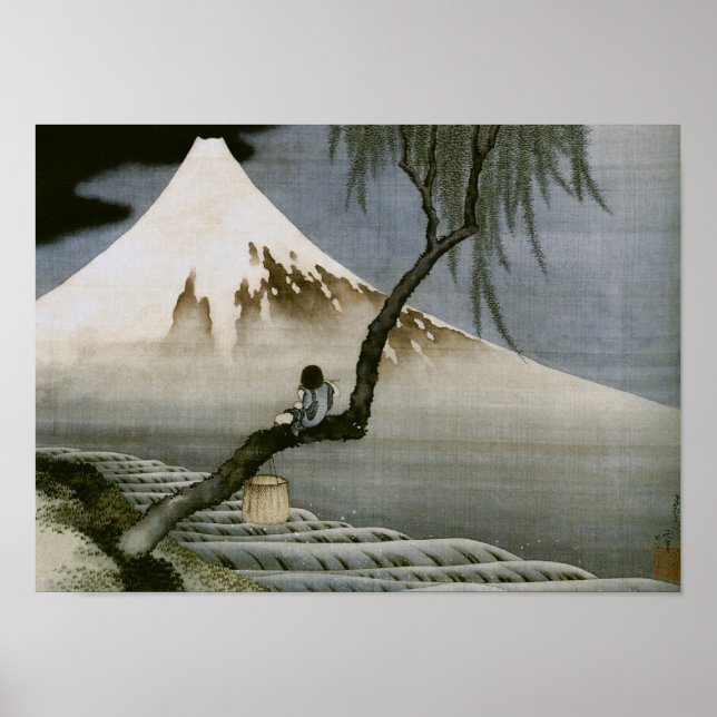 Boy and Mount Fuji Hokusai Japanese Fine Art Poster (Front)