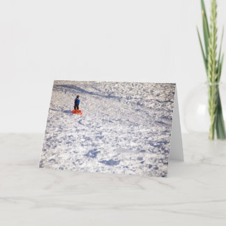 Boy and Sled Holiday Card