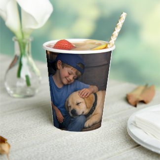 Boy and Sleeping Dog –  Paper Cup (8 oz.)