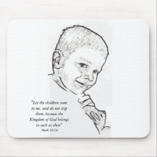 Boy and Teddy (Mark 10:14) Mouse Pad