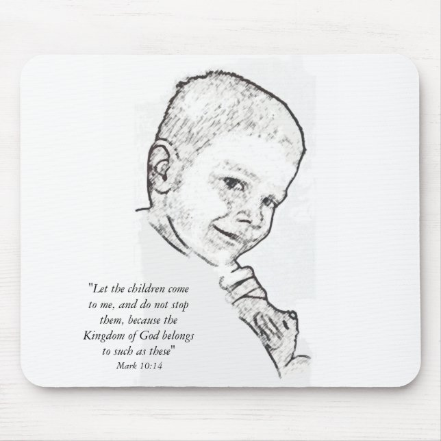 Boy and Teddy (Mark 10:14) Mouse Pad (Front)