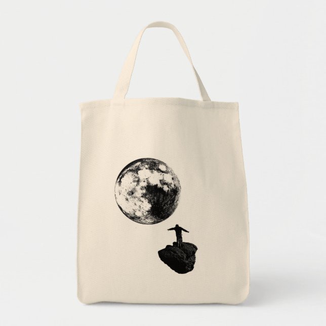 Boy and the Moon - Black Tote Bag (Front)