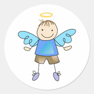 BOY ANGEL CLASSIC ROUND STICKER