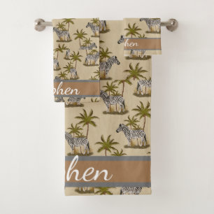 Boy animal print ,zebra African animal nature  Bath Towel Set