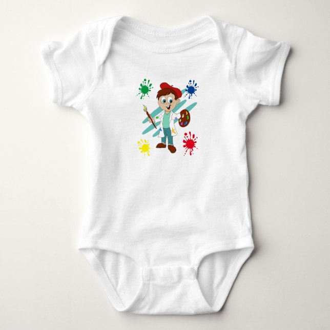 Boy Artist, Painter Baby Bodysuit (Front)