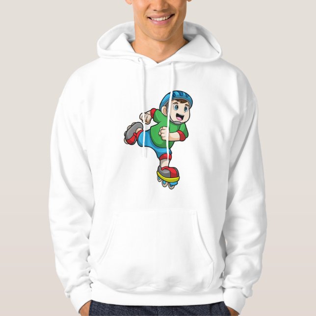 Boy as Skater with Skates & Helmet Hoodie (Front)