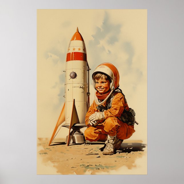 Boy astronaut retro style poster (Front)