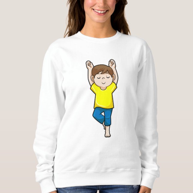 Boy at Yoga Stretching exercises Sweatshirt (Front)