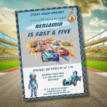 Boy Auto Car Racing Theme 5th Birthday Party Invitation<br><div class="desc">What a great way to start a celebration with this charming and unique invitation - the cars on the race track -- his "own" car with the #5 for his birthday -- in front place (of course). He is certainly Fast and Five -- so, start your engines and get ready...</div>